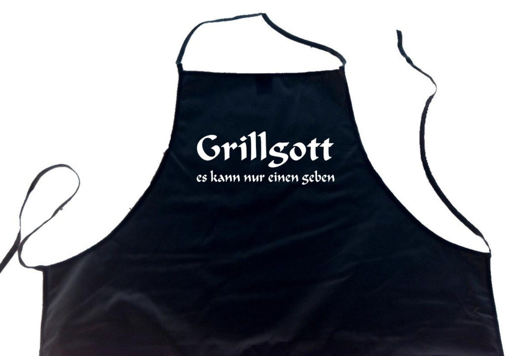 Grillgott es kann nur einen geben; Schürze (Latzschürze - Grillen, Kochen, Berufsbekleidung, Kochschürze), schwarz